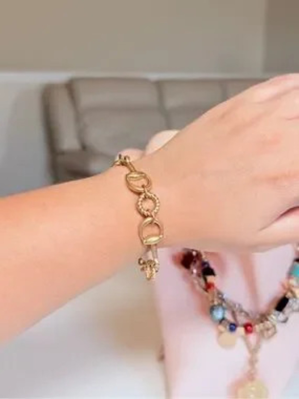 Gold Link Charm Bracelet - Women Jewelry